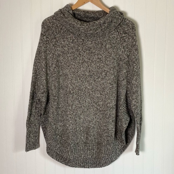 Lea & Nicole Gray Tweed Cowl Neck Sweater Oversized Size Small - Picture 1 of 11